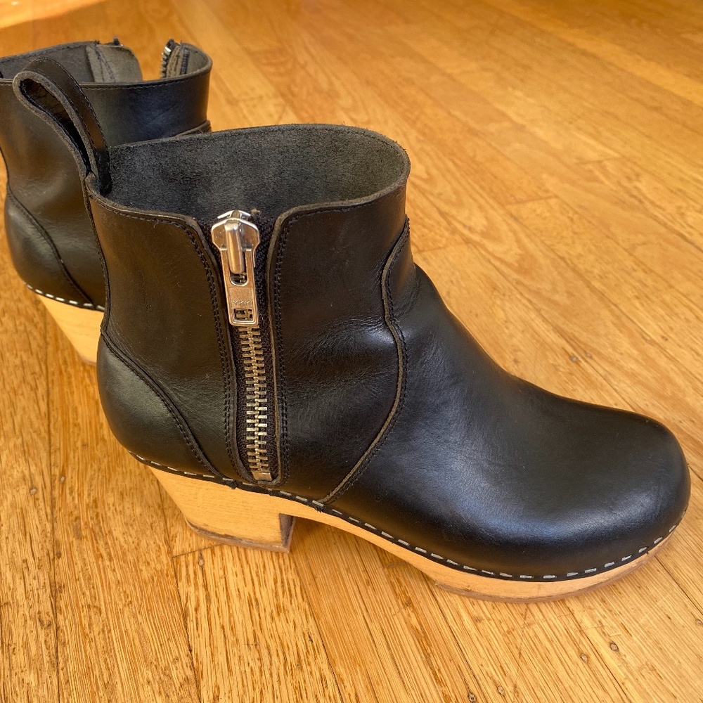 Swedish Hasbeens Black Ankle Boots